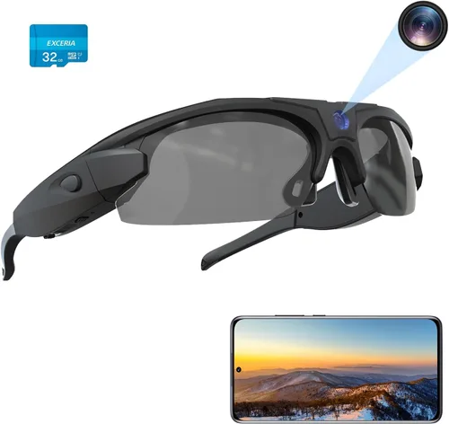 Lentes de sol con cámara WiFi, lentes de video 4K HD 1080P con lente polarizada UV 400 para ciclismo, camping, conducción, viajes (incluye tarjeta