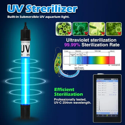 Miniatura 4 de Filtro de acuario para tanque de 40-150 galones, máquina limpiadora verde UV para tanque de peces, filtro de canasta sumergible con bomba potente