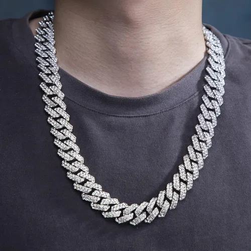 Miniatura 3 de nkjegol Cuban Chain Necklaces SilverGold Cuban Link Chains Mens Iced Out Miami Bling Diamond Hip Hop Jewelry for Women