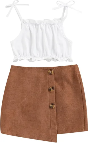 Miniatura 111 de TheFound Trajes de verano para niñas pequeñas, sin mangas, de punto acanalado, halter, pantalones cortos, ropa para recién nacidos, conjunto de 3
