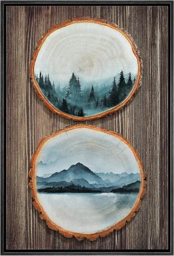 Miniatura 9 de IDEA4WALL Lienzo enmarcado para pared, decoración occidental, collage de polígonos de diamantes, paneles geométricos abstractos de madera, arte
