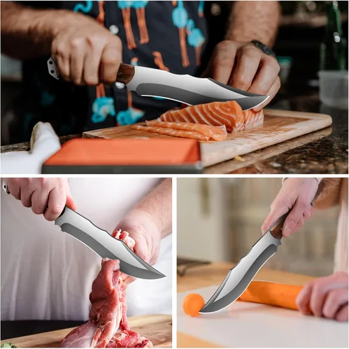 Miniatura 7 de Cuchillo de carnicero resistente con funda, cuchillos de chef, cortador de verduras, machete para cocina, al aire libre, campamento, barbacoa (7.5)