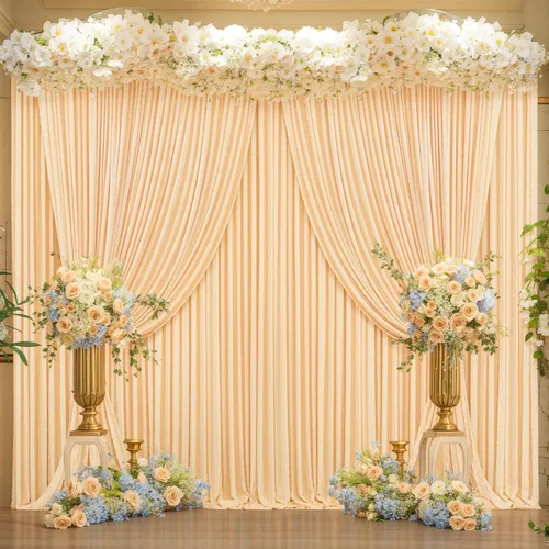 Miniatura 109 de Cortina de fondo beige de 10x10 para bodas y fiestas, cortina de fondo beige sin arrugas para fotos, cortinas de fondo para decoración de baby Gris
