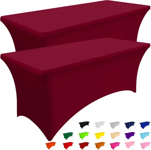 Smiry Paquete de 2 Manteles de Spandex de 6 Pies, Manteles Elásticos Ajustables Extensibles, Lavables y Sin Arrugas, Cubierta Rectangular para Mesa