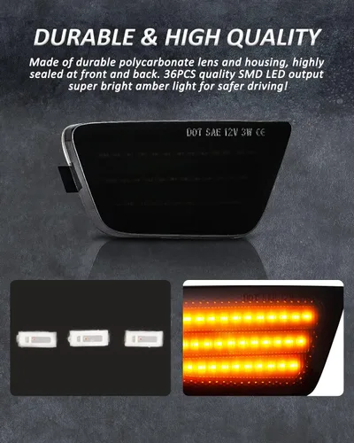 Miniatura 6 de Bestview Conjunto de Luces LED de Marcador Lateral, Luces de Señal de Parqueo del Parachoques Delantero Compatibles para Chevy Cruze 2011 2012 2013