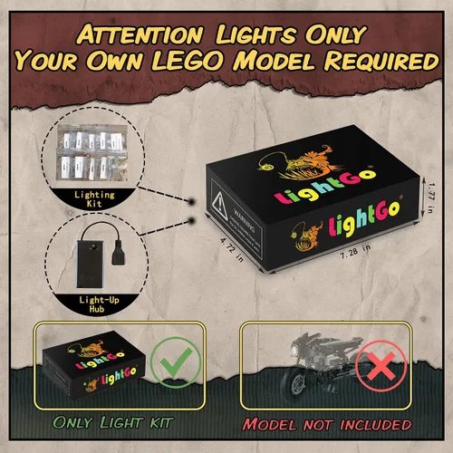 Miniatura 2 de LightGo Kit de iluminación LED diseñado para Lego 42155 The Batman Batcycle Building Set - No incluye modelo (versión clásica)