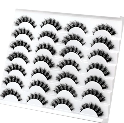 Miniatura 358 de Pooplunch - Pestañas postizas finas de visón sintético, estilo ojo de gato, naturales, cruzadas, tipo racimo, efecto 8D de volumen, tiras