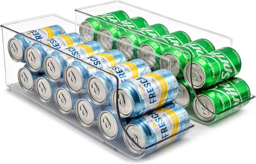 Miniatura 9 de Sorbus Paquete de 2 organizadores de botellas de agua y latas, soporte para bebidas para refrigerador, despensa, almacenamiento y organización