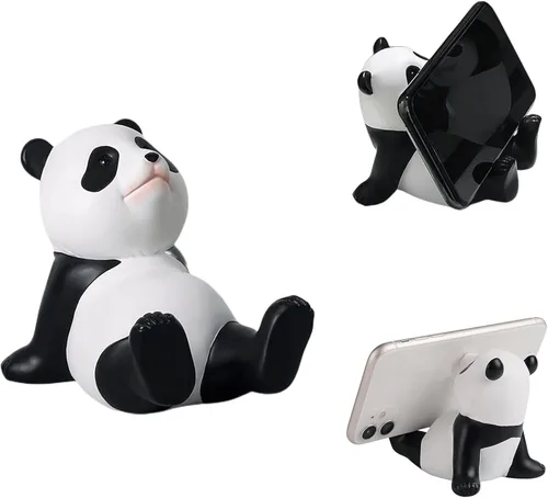 Miniatura 9 de Cute Panda Phone Stand for Desk Resin Bear Figurines Phone Holder White and Black Statue Kawaii Desk Accessories