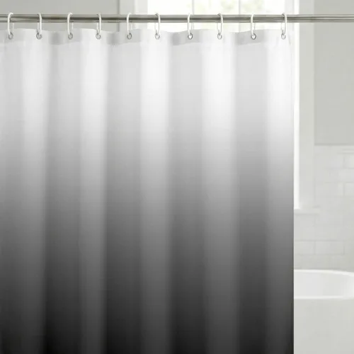 Miniatura 11 de Americanflat 71x74 Cortina de Ducha Sólida Negra - Cortina de Ducha Larga Resistente al Agua con Ojales de Metal Duraderos y 12 Ganchos - 100%