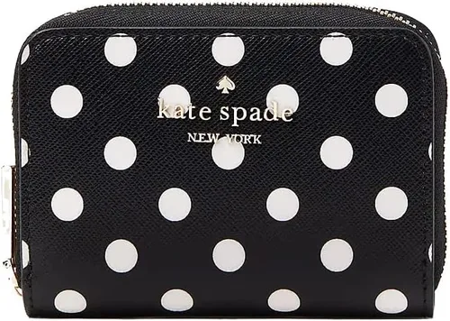 Kate Spade NY Cheers Charming Dot - Funda tipo cartera con cremallera, color negro y blanco, Multi, Bifold