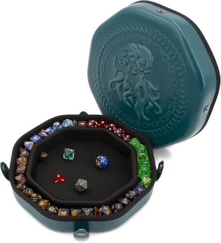 Miniatura 13 de CASEMATIX Bandeja de dados y estuche de almacenamiento de dados para hasta 115 dados RPG - Bandeja de dados para lanzar con broches magnéticos