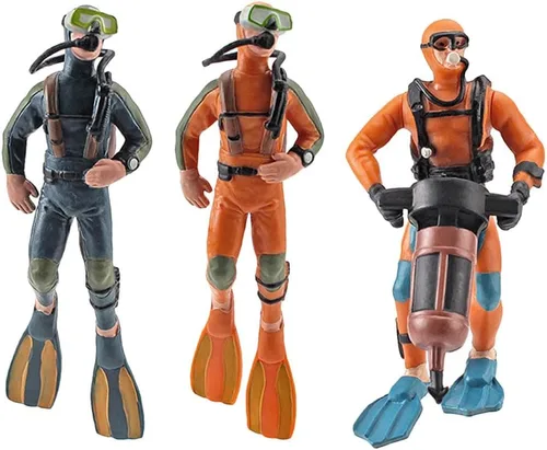 Toyvian Juego de 3 piezas de modelo de buceo en miniatura para decoración de acuario de pecera, figuras realistas de buceo subacuático, adorno