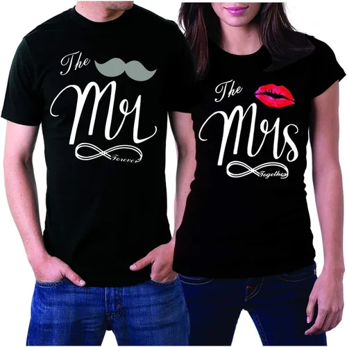 Miniatura 2 de Juego de camisas a juego para parejas, él y su esposo, esposa, Blanco