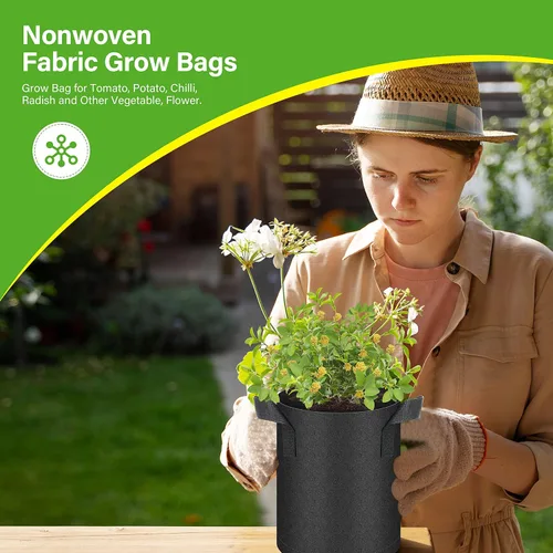 Miniatura 7 de HealSmart Paquete de 6 bolsas de cultivo no tejidas de 1 galón, macetas de tela de aireación con asas, adecuadas para frutas de jardín, verduras