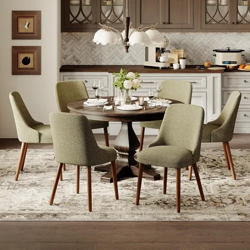 Miniatura 27 de MALOL Juego de 4 sillas de comedor tapizadas con patas de madera, sillas de cocina acolchadas con respaldo alto para comedor, restaurante y Beige-New