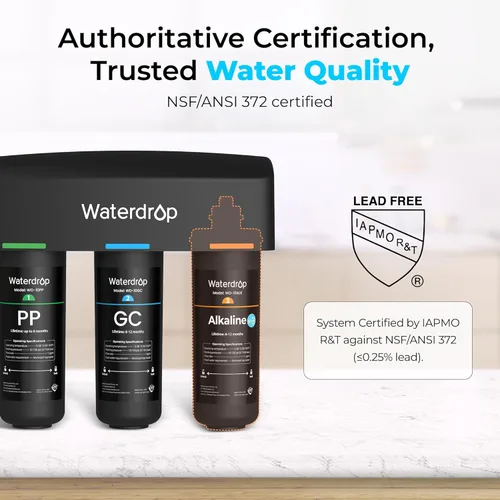 Miniatura 9 de Waterdrop TSB-ALK - Sistema de filtro de agua ligeramente alcalino de 8 capas para debajo del fregadero, reduce PFAS, PFOA/PFOS, fluoruro, cloro