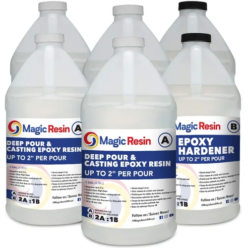 Resina epoxi de vertido profundo para mesa de río | 6 galones (22.8 L) | Kit de resina epoxi de 2 pulgadas de profundidad | Bajo olor | para mesas