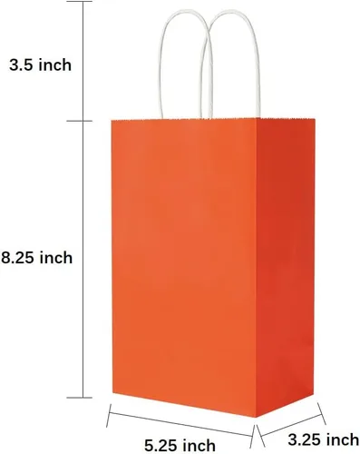 Miniatura 4 de Cada paquete de 100 bolsas pequeñas de papel kraft naranja y morado con asas a granel