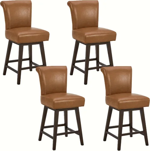 Miniatura 38 de CHITA Taburete giratorio de 26 pulgadas con altura de mostrador, taburete de bar tapizado moderno con respaldo certificado FSC de cuero sintético