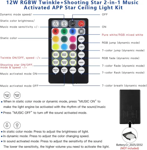 Miniatura 4 de AKEPO Luces de fibra óptica de 12 W parpadeantes+meteorito 2 en 1 con control de aplicación Starlight, 300 piezas x 0.03 pulgadas x 9.8 pies+240