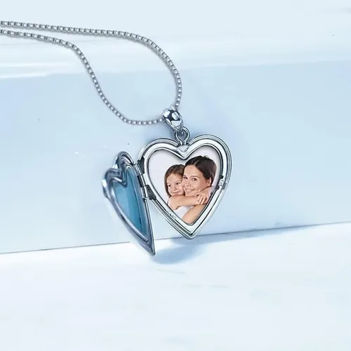 Miniatura 6 de PicturesOnGold Personalized Always in My Heart Silver Or Gold Heart Locket Pendant Necklace