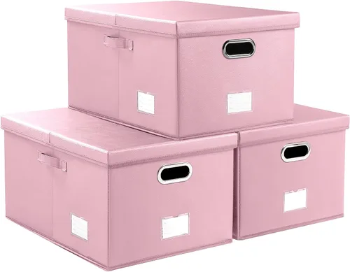 Miniatura 37 de PRANDOM - Cajas de almacenamiento grandes apilables con tapas (paquete de 5 unidades), contenedores organizadores de almacenamiento plegables