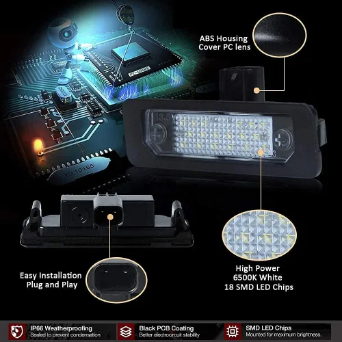 Miniatura 4 de D-Lumina Conjunto de lámpara LED para placa de matrícula compatible con Ford Flex Taurus Mercury Sable, incluye luces de charco de espejo lateral