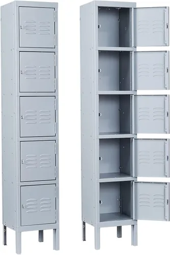 Miniatura 14 de Casillero de Metal para el Hogar, Vestidor, Gimnasio, Casilleros de Almacenamiento de Acero de 65.98" para Empleados, Gabinete con Cerradura con 1