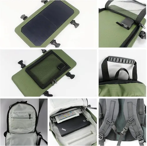 Miniatura 4 de Carga solar del panel solar de la mochila 7W para los teléfonos celulares y la fuente de alimentación del dispositivo 5V