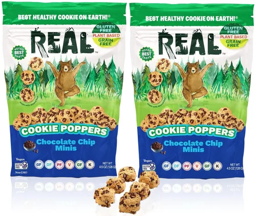 REAL Mini galletas con chispas de chocolate, galletas horneadas semisuaves sin gluten, sin lácteos, veganas, kosher, paleo, deliciosas mini galletas