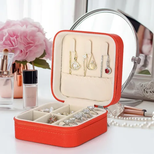 Miniatura 3 de LETURE Joyero pequeño organizador de 3 piezas para viajes, mini organizador portátil de joyería de viaje, caja de almacenamiento para anillos