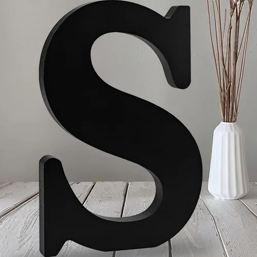 Miniatura 25 de AOCEAN Letras de madera negra de 12 pulgadas, letras de madera sin terminar para Halloween, letras decorativas de pie, tablero de señalización