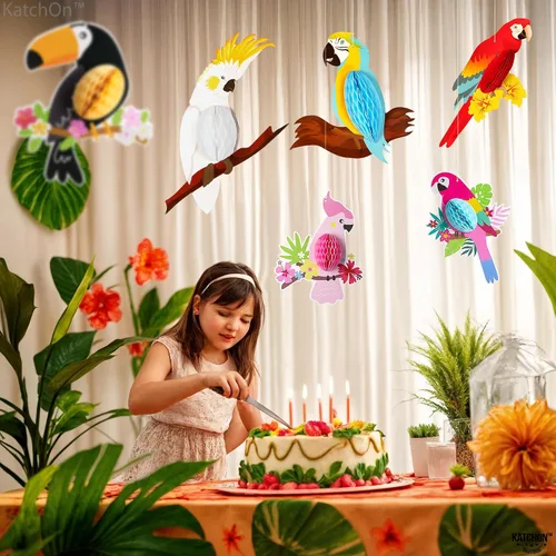 Miniatura 4 de KatchOn, Decoraciones grandes de pájaros tropicales – 12 x 5.3 pulgadas Decoraciones temáticas de selva, decoraciones de fiesta Luau, decoraciones