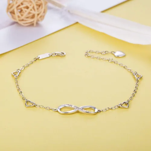 Miniatura 2 de Billie Bijoux Pulsera tobillera de plata de ley 925 para mujer, con símbolo de amor infinito, ajustable, grande, regalo para mujer