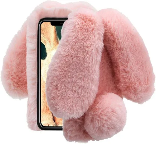 Miniatura 11 de Funda compatible con Samsung Galaxy Note 20 5G, de piel de conejo, bonita funda 3D casera con diamantes para invierno, cálida, suave, peluda, Púrpura