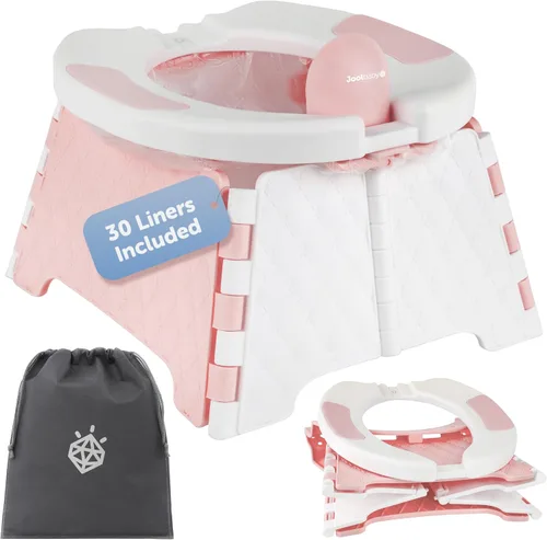 Jool Baby Silla portátil de entrenamiento para ir al baño con bolsa de viaje y 30 forros, plegable, para uso en interiores y exteriores, camping