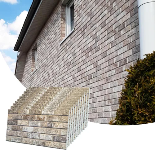 Miniatura 44 de Dundee Deco Paneles de pared 3D de ladrillo sintético, revestimiento de pared con aspecto de piedra roja, gris y marrón, espuma de poliestireno