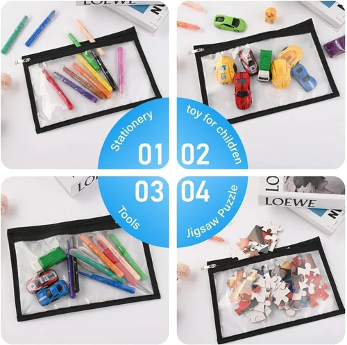 Miniatura 4 de 8 bolsas transparentes con cremallera, lápiz de PVC impermeable, bolígrafo, bolsa de archivos, almacenamiento de maquillaje, sobres, almacenamiento