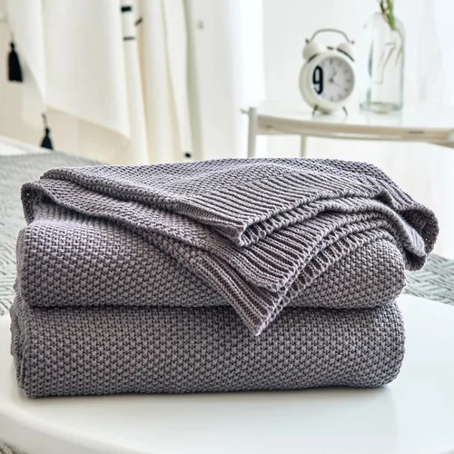Miniatura 13 de Longhui bedding - Manta de punto trenzado de algodón amarillo mostaza para sofá cama, mantas de punto ligeras decorativas para el hogar con bolsa