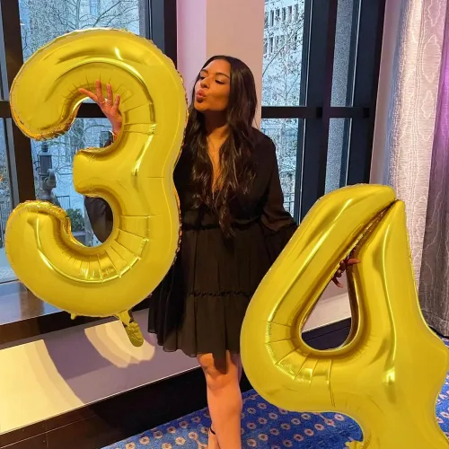 Miniatura 5 de TONIFUL Globos grandes de 50 pulgadas con números dorados del 0 al 9, globo digital grande de Mylar número 4 digital cuatro para fiestas