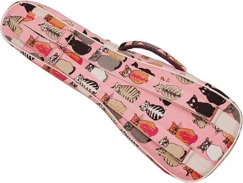 Miniatura 3 de MUSIC FIRST Funda de lona para ukelele MISS CAT para ukelele, correas de hombro dobles, diseño original