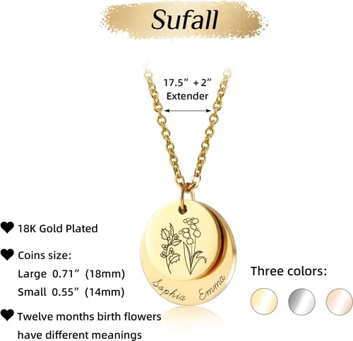 Miniatura 7 de Gifts for Women – Personalized Necklace with Birth Flower & Name Christmas Jewelry Gift for Mom, Wife, Daughter, Sister, Best Friend，Girls