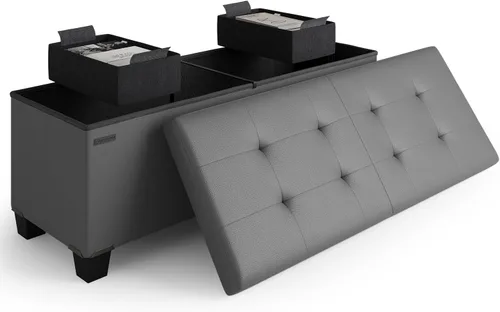 Miniatura 72 de Cubo otomano de almacenamiento con cubo pequeño, otomana cuadrada de 15 pulgadas con almacenamiento para sala de estar y dormitorio, reposapiés