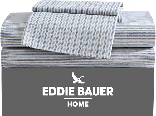 Miniatura 53 de Eddie Bauer - Sábanas tamaño Queen, juego de ropa de cama de percal de algodón, decoración del hogar crujiente y fresca (Canoe Lake Paddle, Queen)
