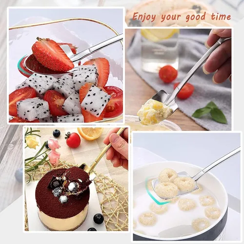 Miniatura 7 de Juego de cucharas de postre, 4 cucharas de acero inoxidable de 6 pulgadas, cuchara de fruta para helado para el hogar, cocina o restaurante