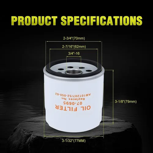 Miniatura 7 de 52 050 02-S Filtro de aceite para Kohler 25 050 27-S Husqvarna AYP Poulan John Deere CH11-CH25 CV11-CV22 MV16-MV20 SV715 SV725 SV730 SV735 SV810