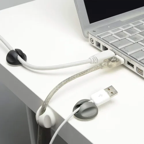 Miniatura 4 de D-Line Clips para ordenar cables, autoadhesivos, multiusos, bases para ordenar cables, paquete de 6 unidades, negro/gris/blanco