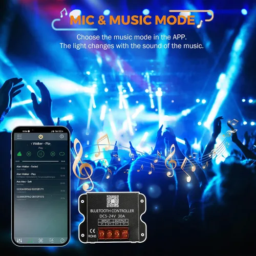 Miniatura 2 de BEAMNOVA Kit de luces comerciales azules de 100 pies, control remoto o de aplicación Bluetooth, transformador de fuente de alimentación de CA de 120