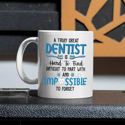 Miniatura 3 de Taza de café blanca personalizada para dentista ortodoncista de 11 onzas, 15 onzas, un dentista verdaderamente genial es difícil de encontrar